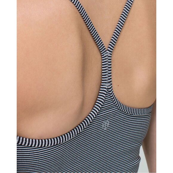 Lululemon Power Y Tank Top Tonka Stripe Black Heathered Medium Grey 4 - Picture 3 of 10